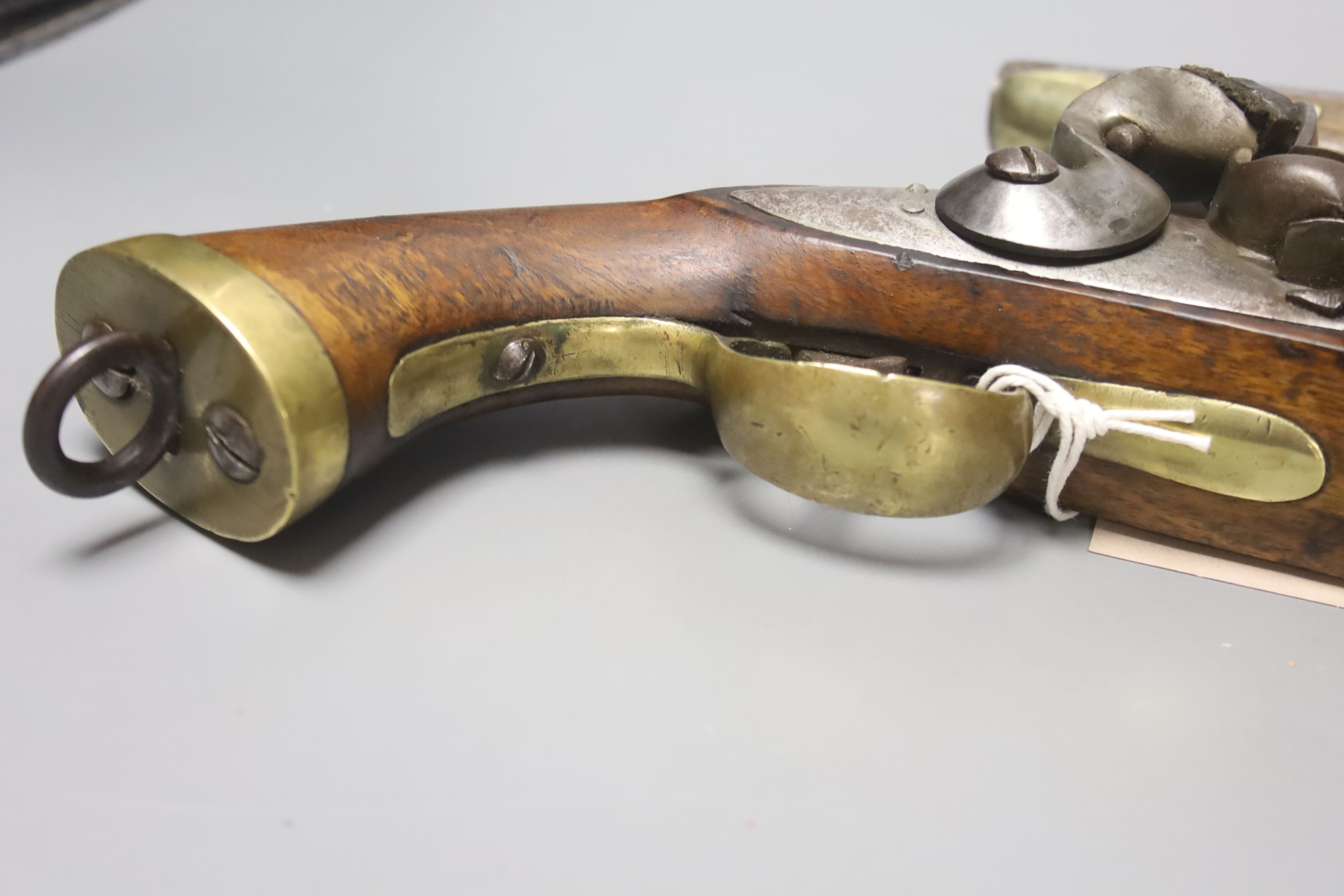 A pair of Belgian Sea Service flintlock pistols, circa 1800, length 39cm